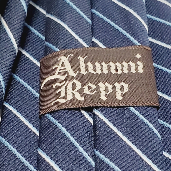 Alumni Repp Necktie Blue Stripe Pattern Repp Fabric Neck Tie 56x3" - Picture 4 of 6